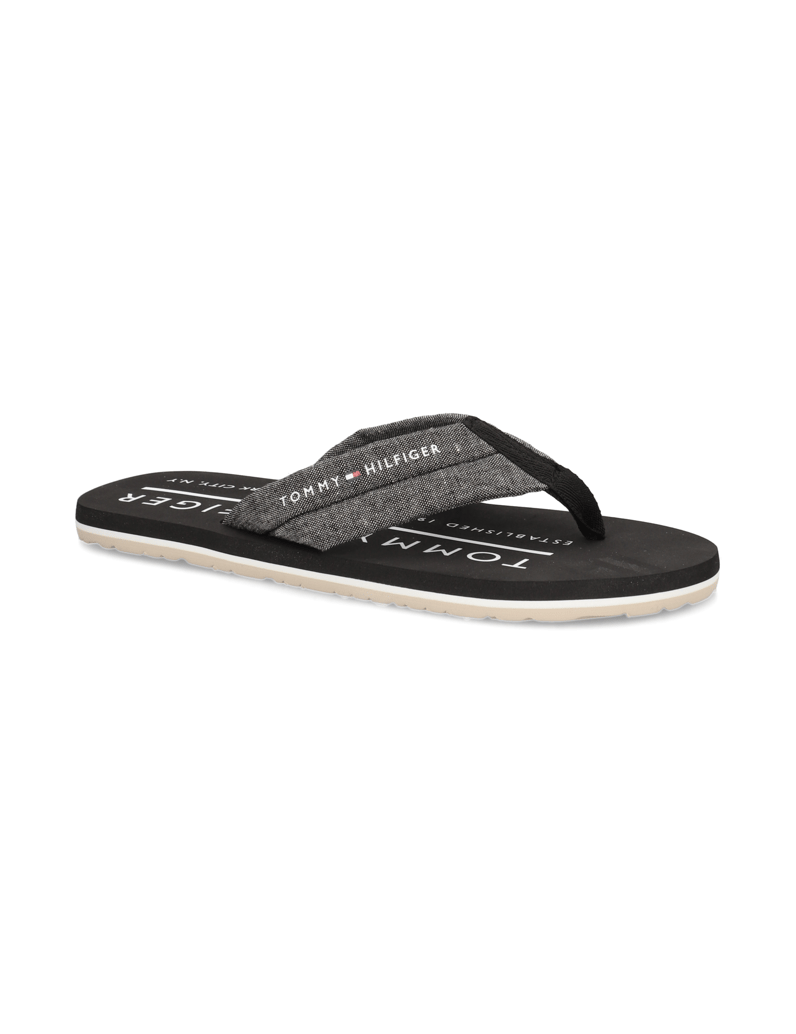 Tommy-Hilfiger-HILFIGER-CHAMBRAY-BEACH-SANDAL-čierna