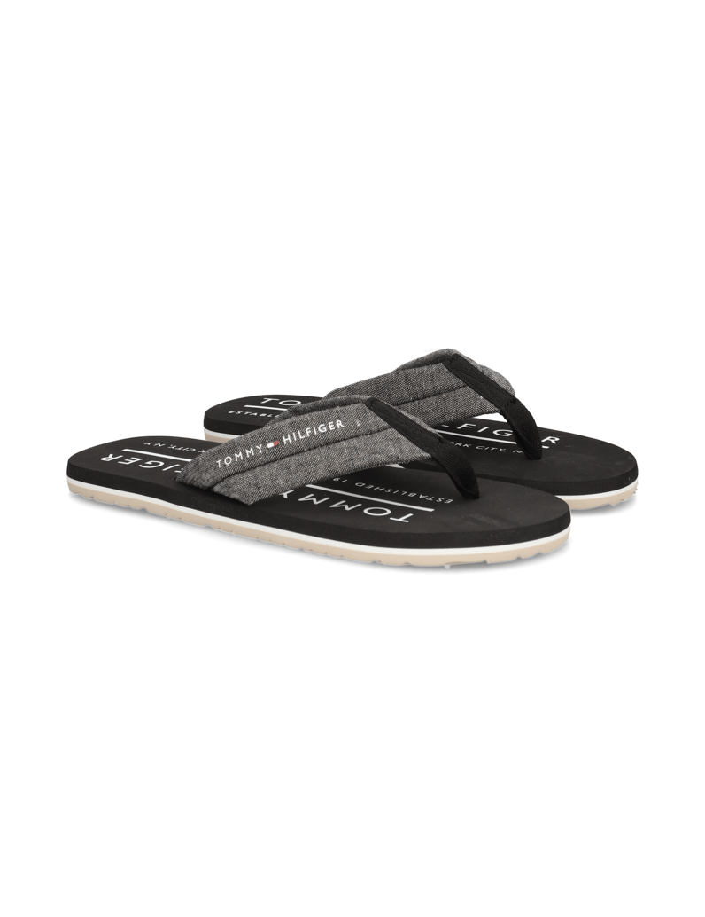 Tommy-Hilfiger-HILFIGER-CHAMBRAY-BEACH-SANDAL-čierna