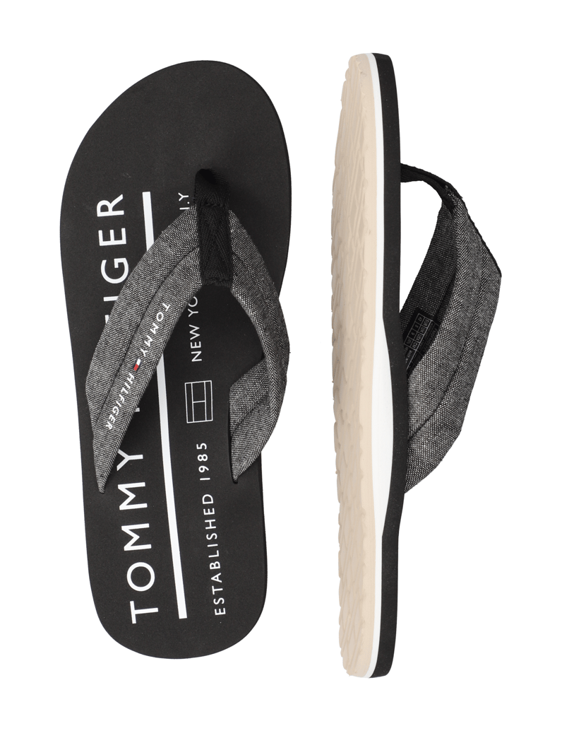 Tommy-Hilfiger-HILFIGER-CHAMBRAY-BEACH-SANDAL-čierna