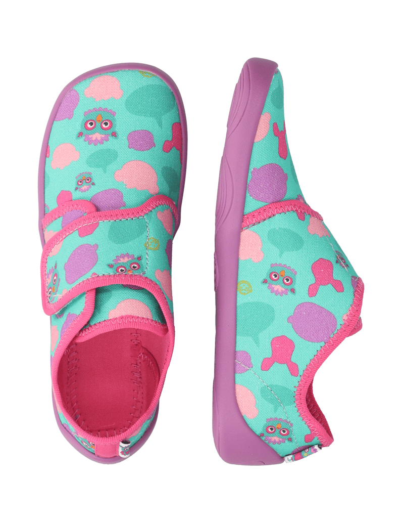 Affenzahn-Hausschuh-Baumwolle-Movy-Eule-turkizna