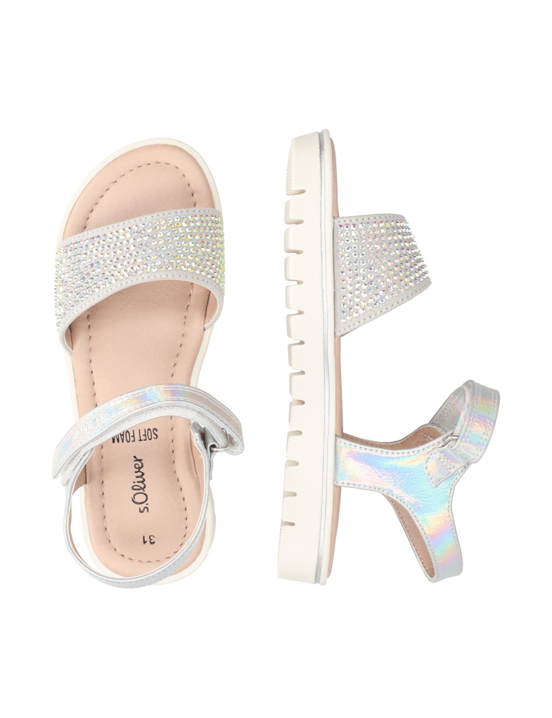 S.Oliver-Imitácia-kože-sandály-stříbrná