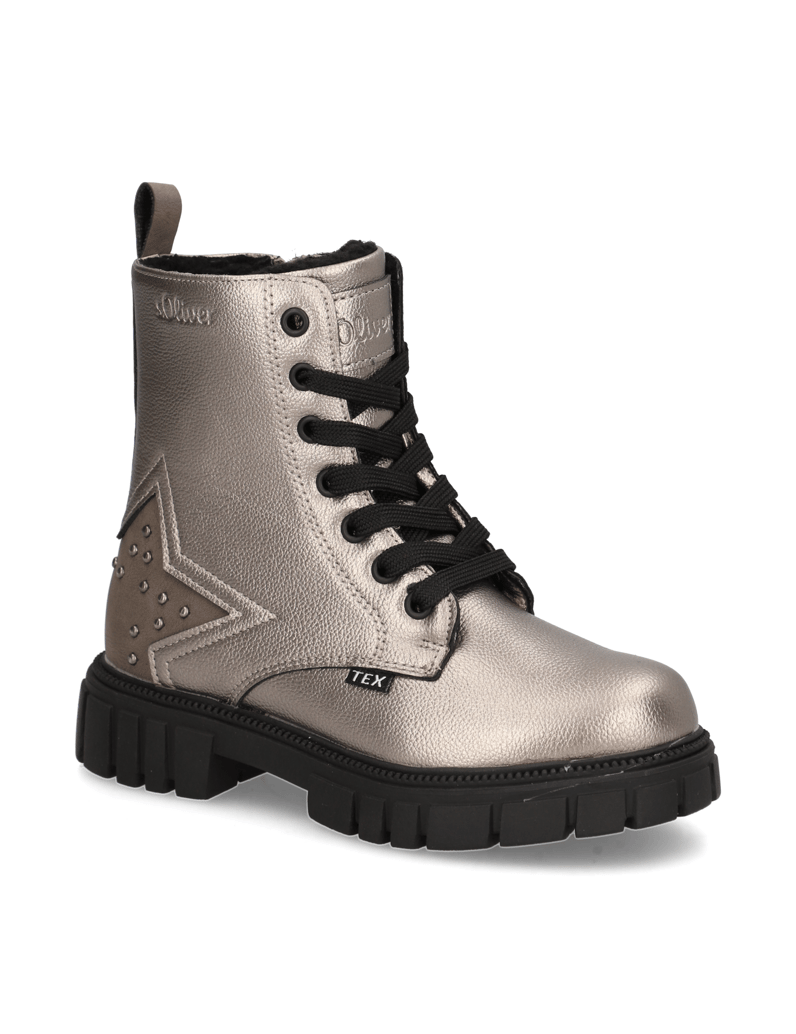 S.Oliver-Imitácia-kože-kotníčkové-boty-stříbrná