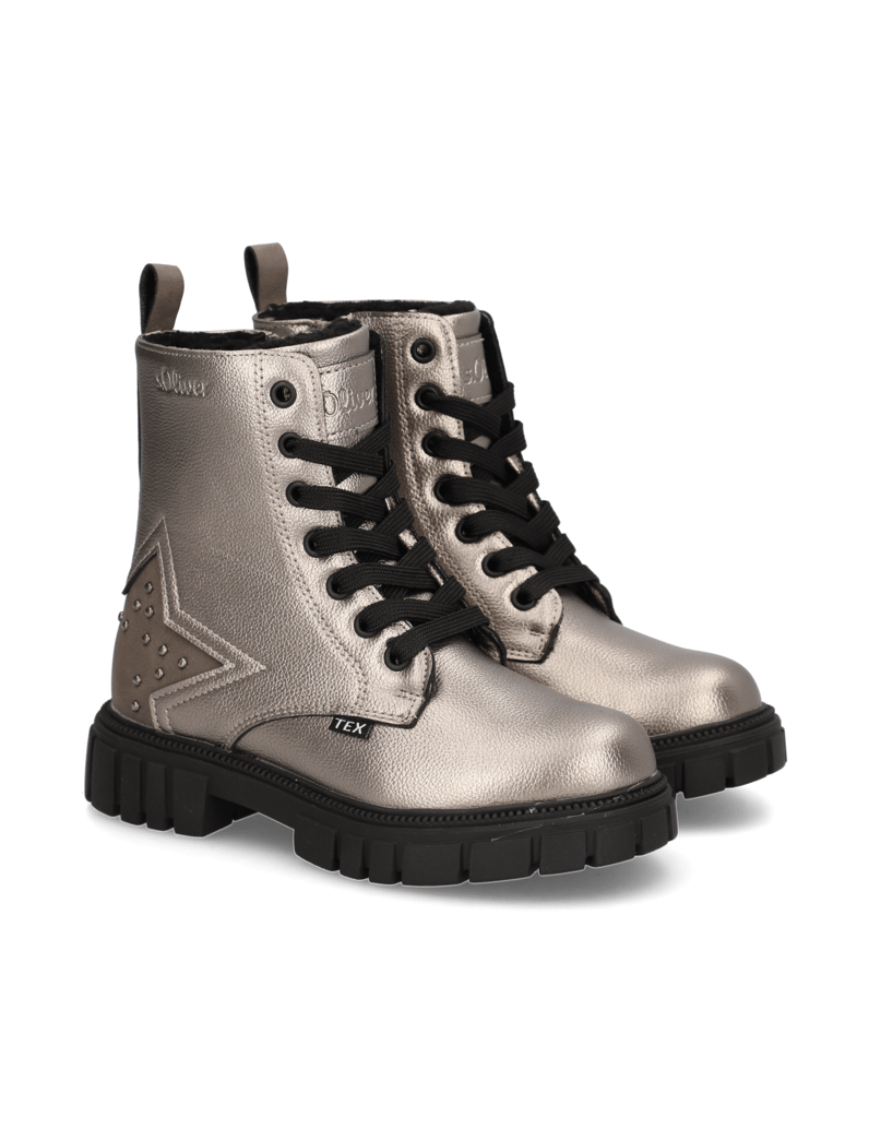 S.Oliver-Imitácia-kože-kotníčkové-boty-stříbrná