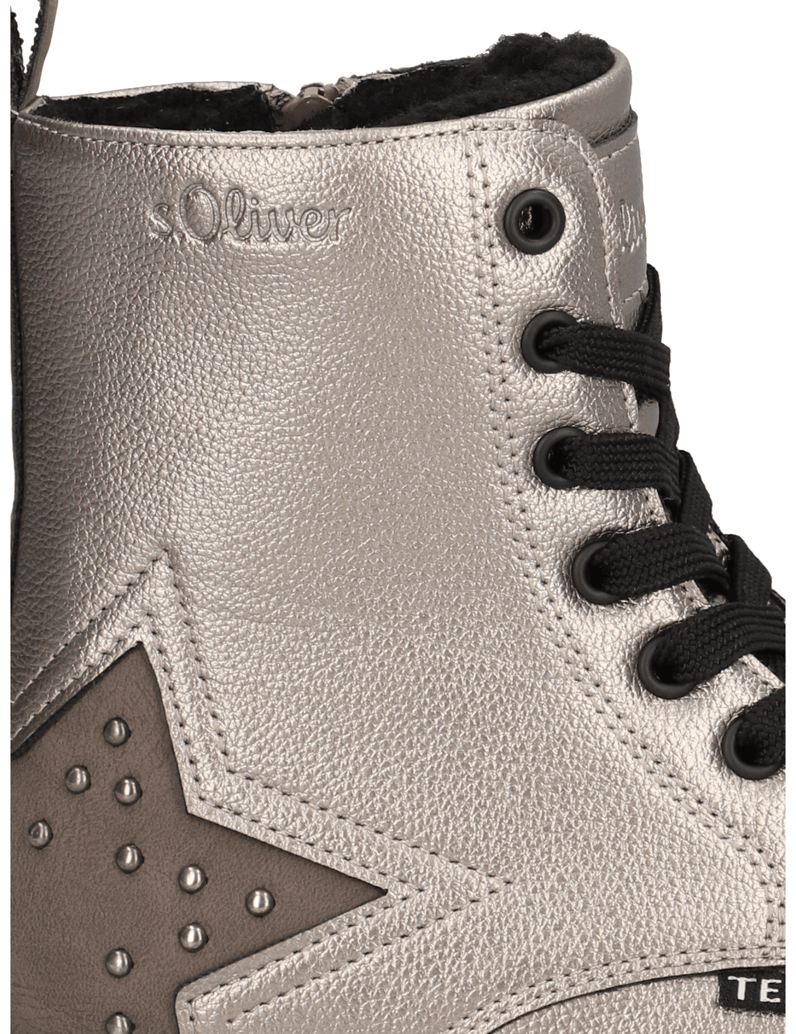 S.Oliver-Imitácia-kože-kotníčkové-boty-stříbrná