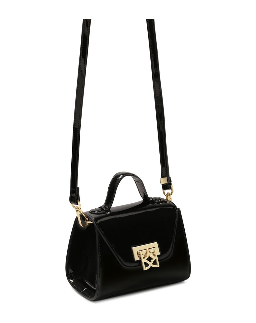 Kazar-Elegante-lackierte-Handtasche-mit-Henkel-schwarz