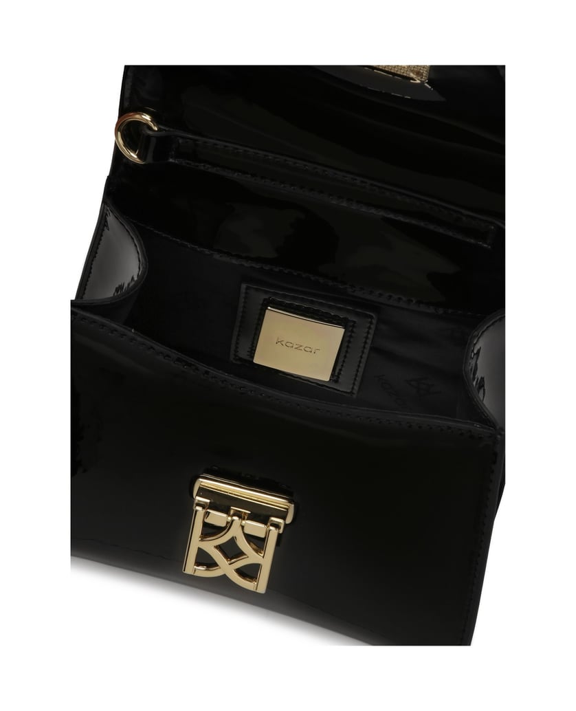 Kazar-Elegante-lackierte-Handtasche-mit-Henkel-schwarz