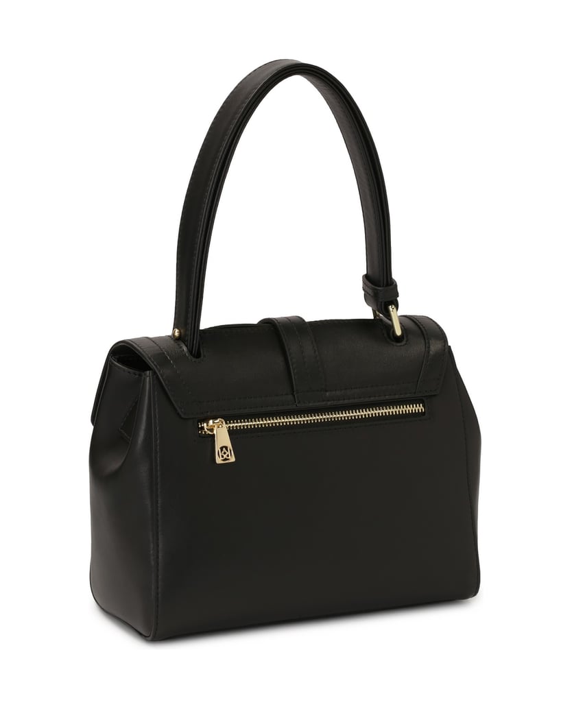Kazar-Black-leather-handbag-with-unique-flap-černá