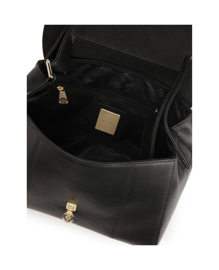 Kazar-Black-leather-handbag-with-unique-flap-černá