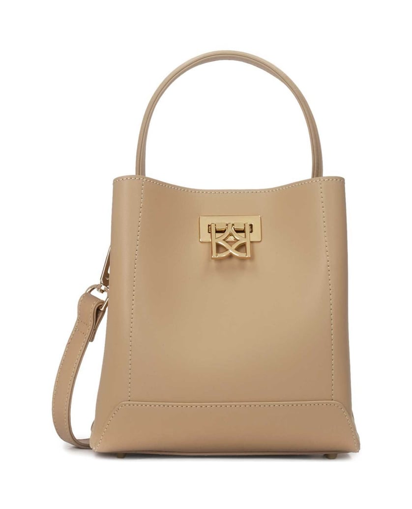 Kazar-Ledertasche-mit-großem-Metallverschluss-beige