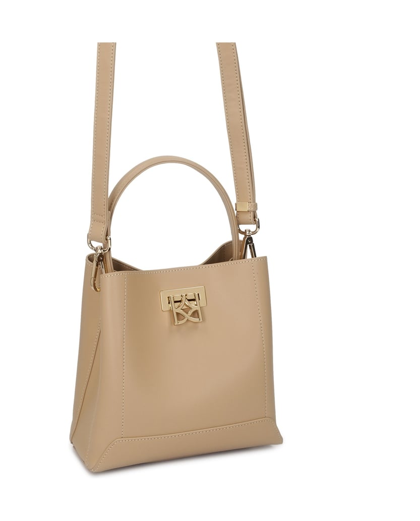 Kazar-Ledertasche-mit-großem-Metallverschluss-beige