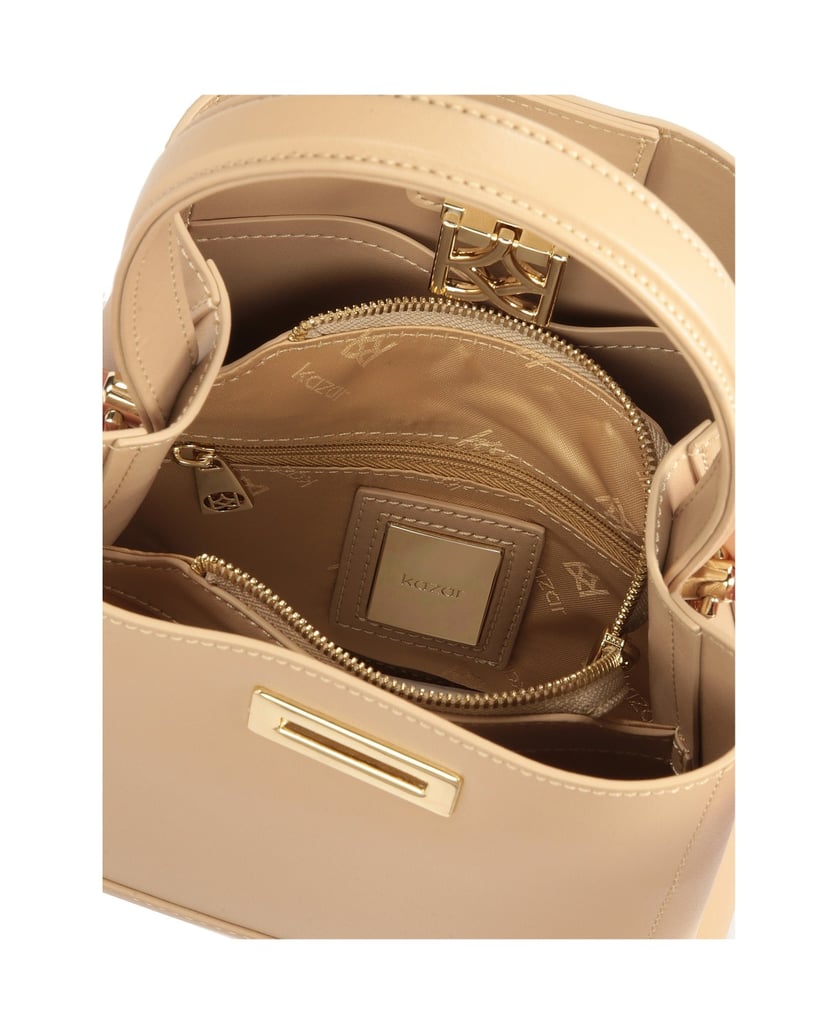 Kazar-Ledertasche-mit-großem-Metallverschluss-beige