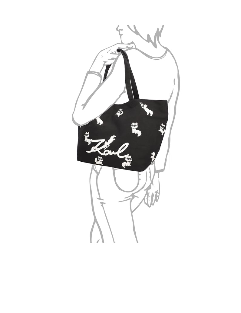 KARL-LAGERFELD-IKON-CHOUPETTE-AOP-SHOPPER-černá