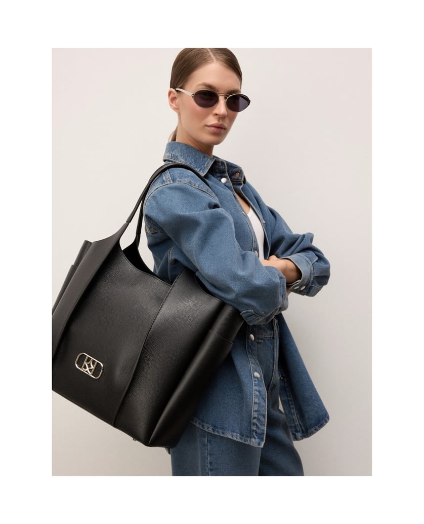 Kazar-Large-black-handbag-with-silver-hardware-čierna