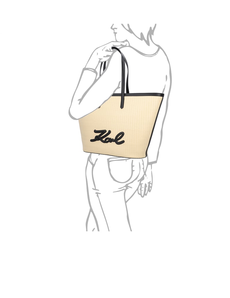 KARL-LAGERFELD-K/SIGNATURE-RAFFIA-MD-TOTE-bež