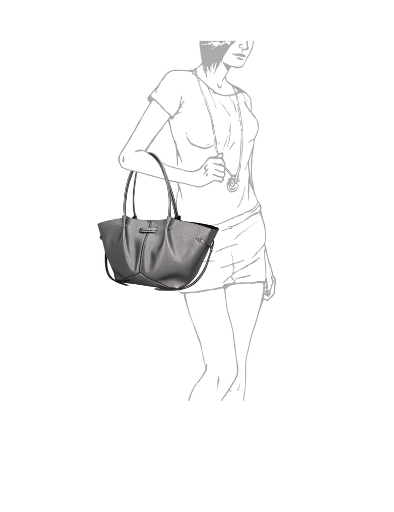 KARL-LAGERFELD-K/PIERCED-MD-TOTE-METALLIC-strieborná
