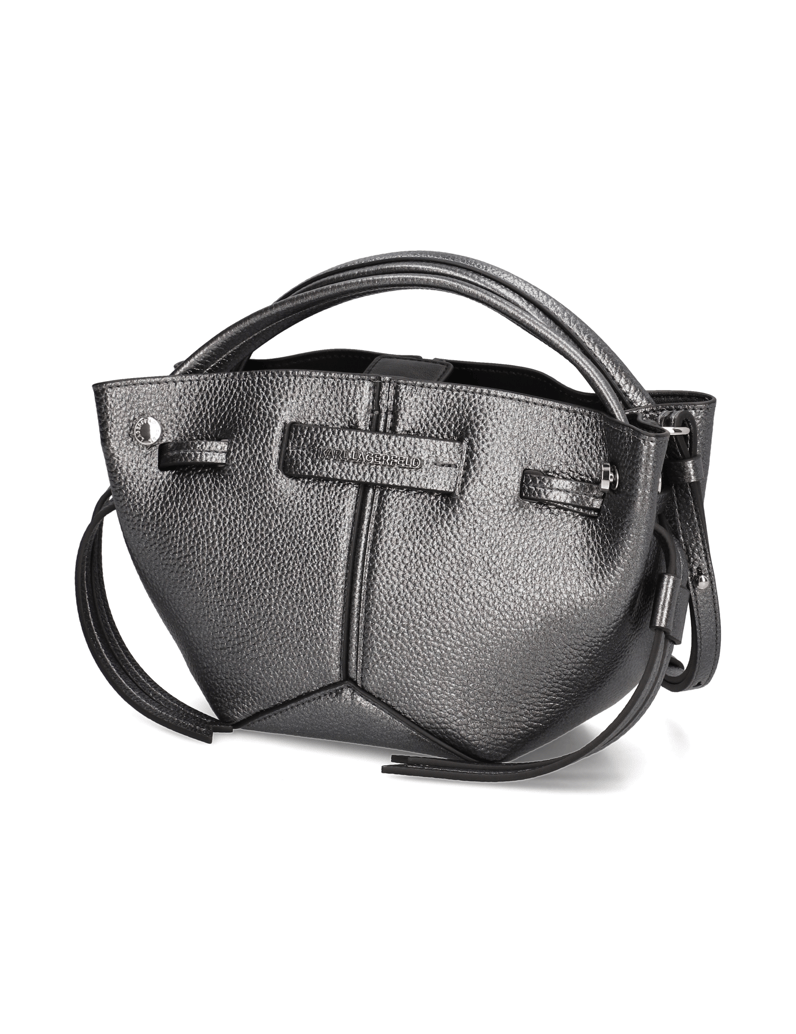 KARL-LAGERFELD-K/PIERCED-MINI-BUCKET-METALLIC-srebrna