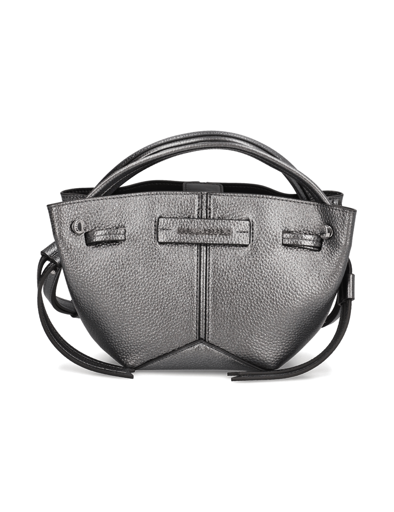 KARL-LAGERFELD-K/PIERCED-MINI-BUCKET-METALLIC-srebrna
