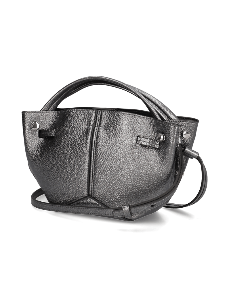 KARL-LAGERFELD-K/PIERCED-MINI-BUCKET-METALLIC-srebrna