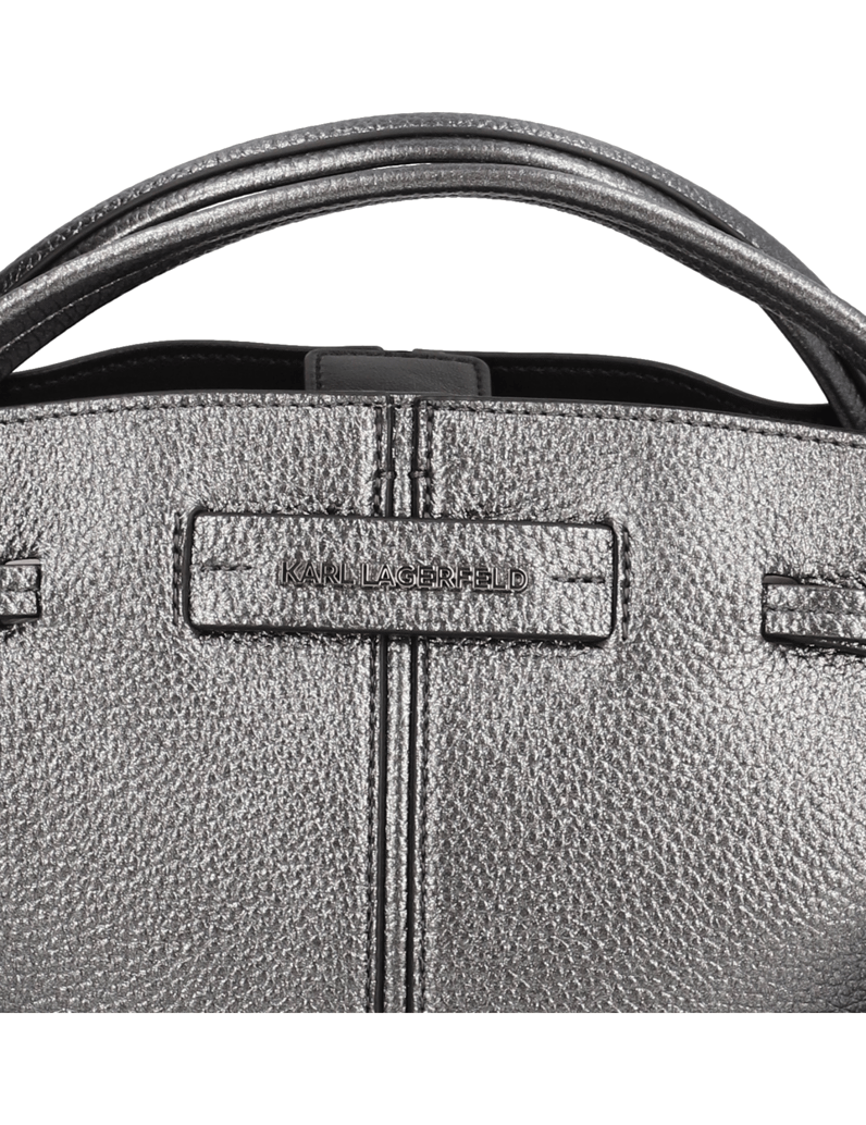 KARL-LAGERFELD-K/PIERCED-MINI-BUCKET-METALLIC-srebrna