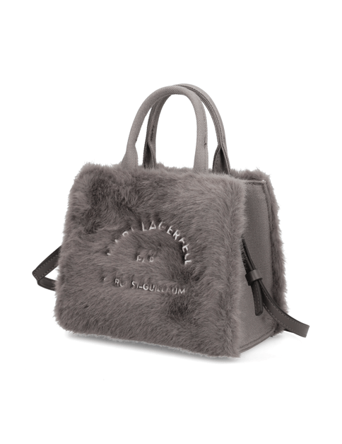 K/rsg square fur mini tote Karl Lagerfeld šedá