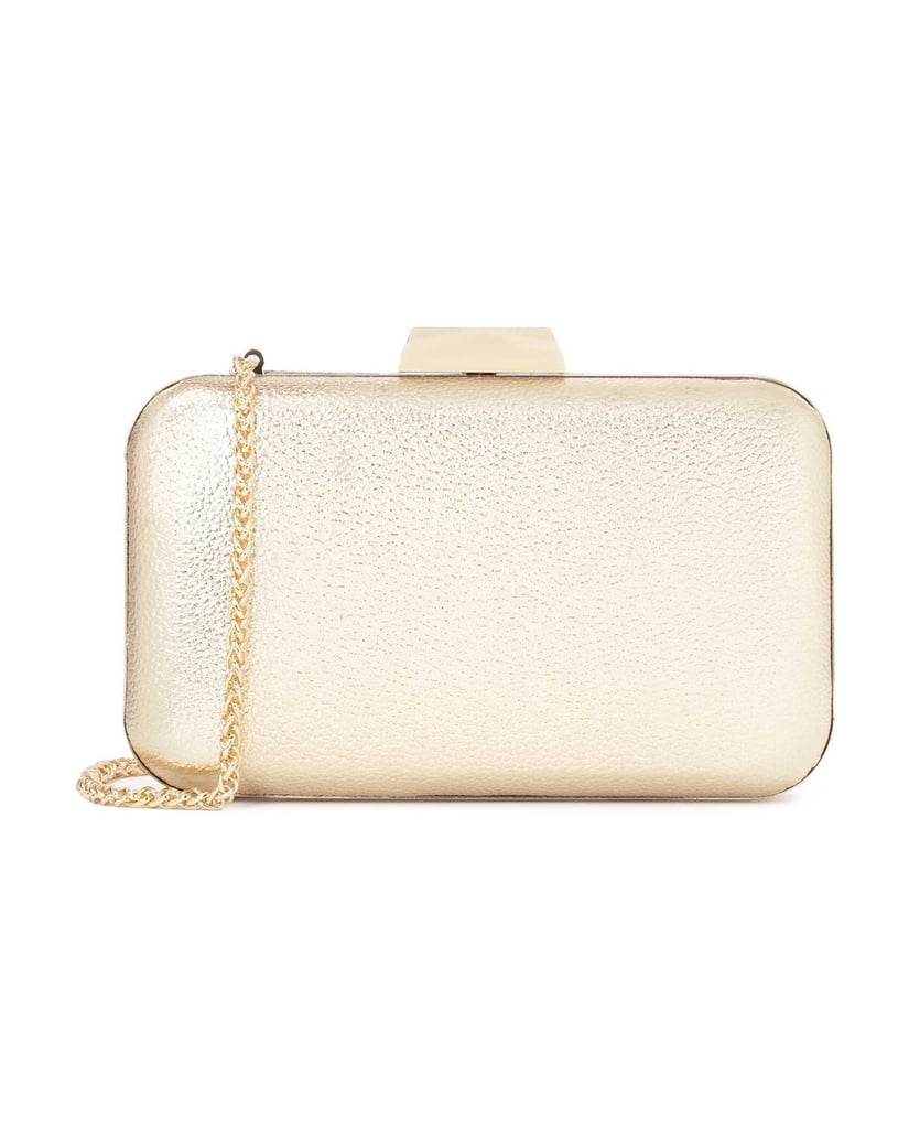 Kazar-Goldfarbene-steife-Beutel-Box-Tasche-gold