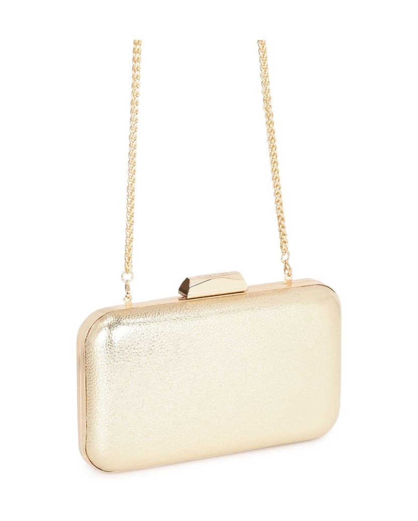 Kazar-Goldfarbene-steife-Beutel-Box-Tasche-gold