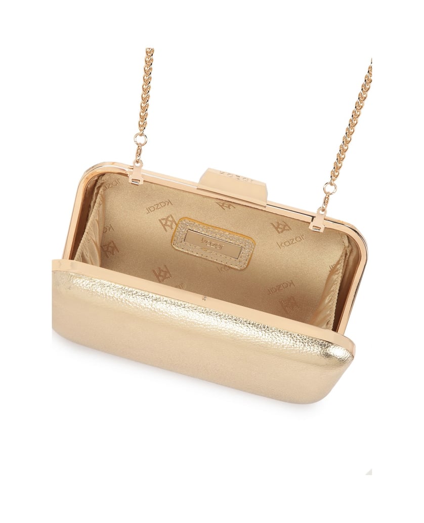 Kazar-Goldfarbene-steife-Beutel-Box-Tasche-gold