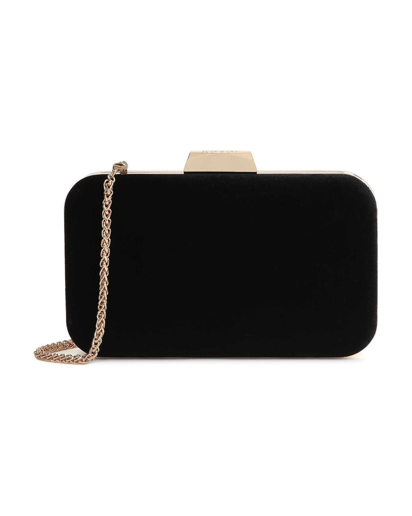 Kazar-Abend-Clutch-Tasche-an-einer-goldenen-Ke-schwarz