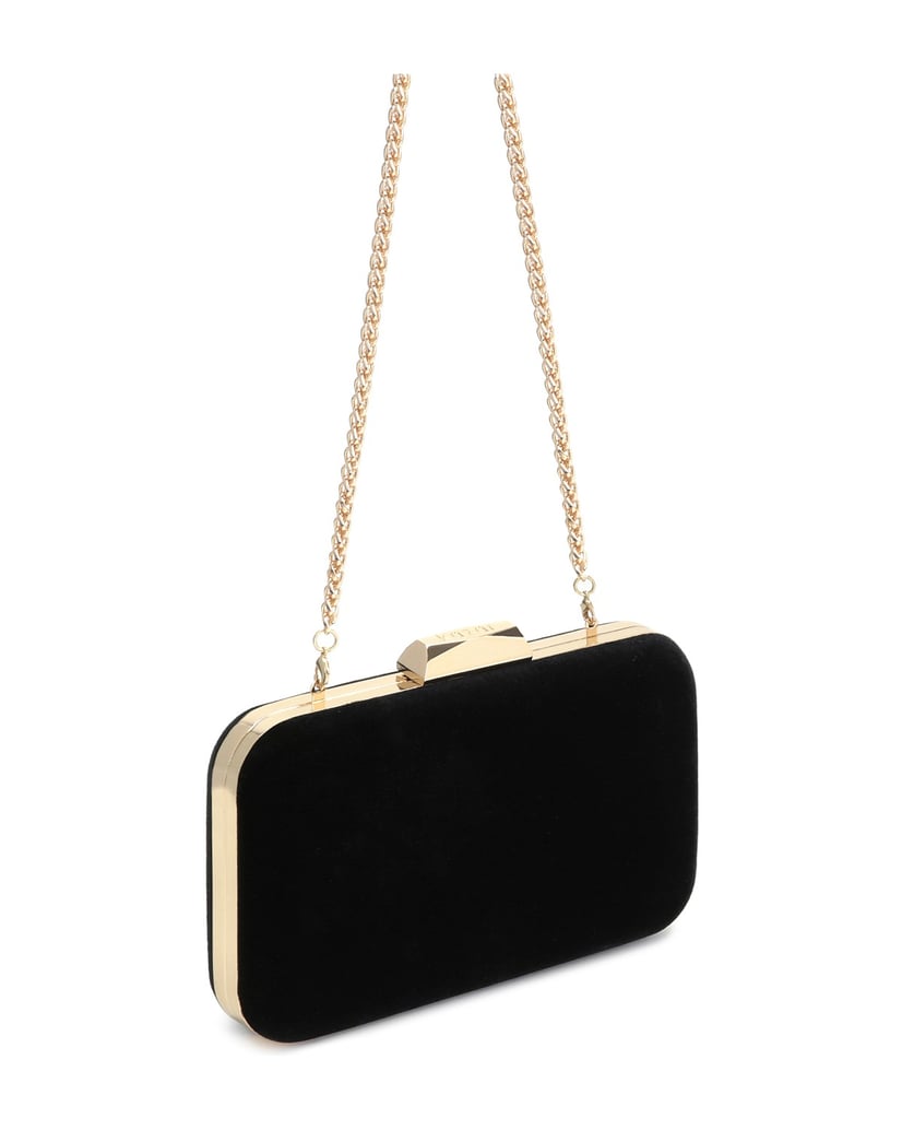 Kazar-Abend-Clutch-Tasche-an-einer-goldenen-Ke-schwarz