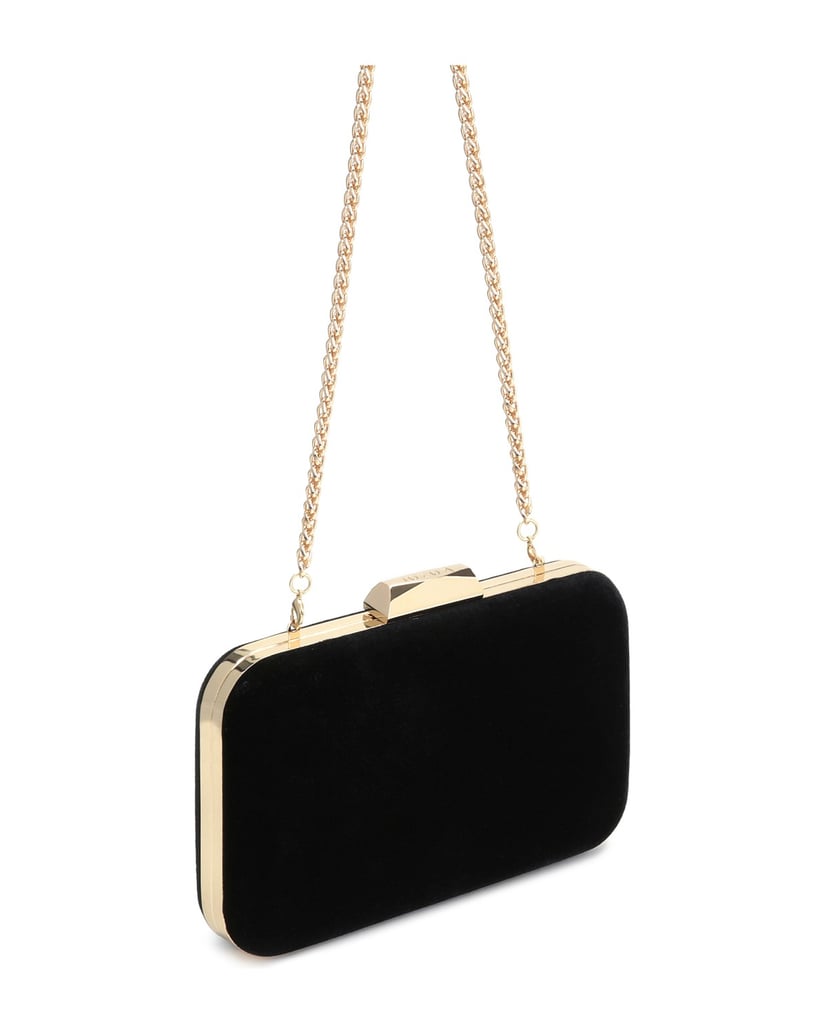 Kazar-Abend-Clutch-Tasche-an-einer-goldenen-Ke-schwarz