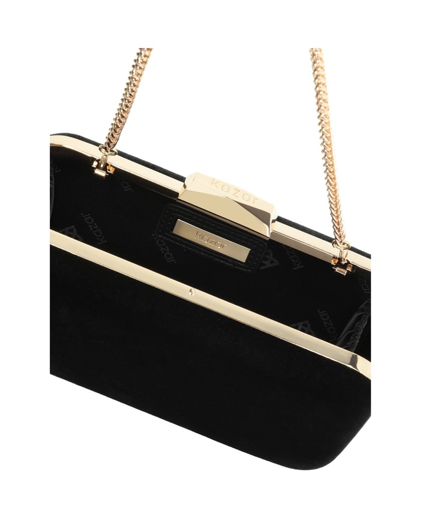 Kazar-Abend-Clutch-Tasche-an-einer-goldenen-Ke-schwarz