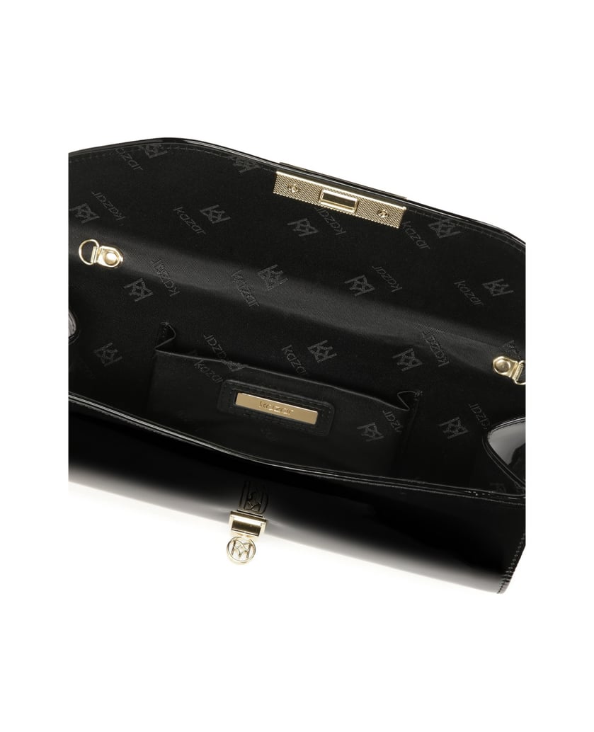 Kazar-Elegant-black-patent-leather-clutch-bag-čierna