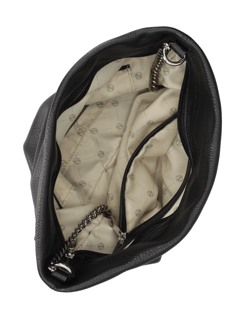 Lazzarini-hladká-kůže-kabelka-Hobo-černá