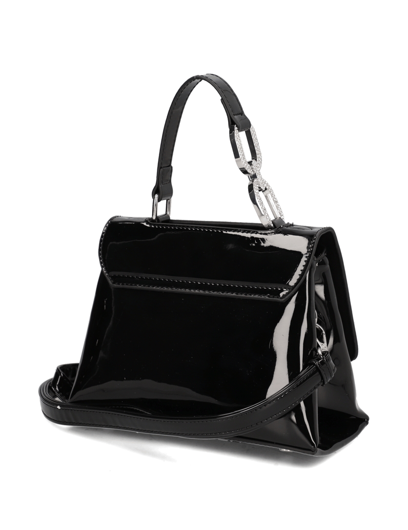 Lazzarini-lakovaná-syntetika-malá-taška-čierna