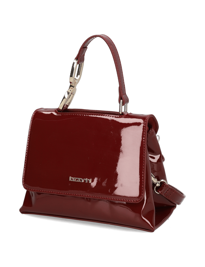 Lazzarini-lakovaná-syntetika-malá-taška-čierna