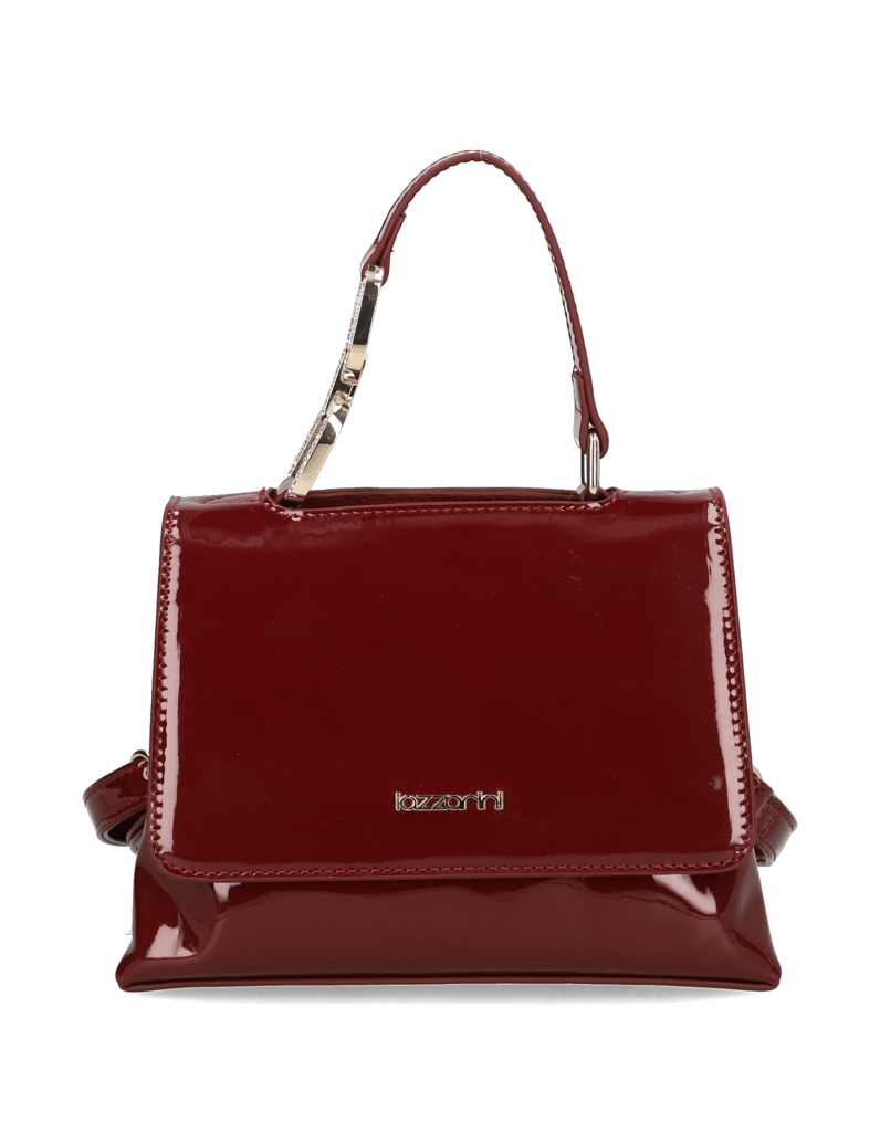 Lazzarini-lakovaná-syntetika-malá-taška-čierna