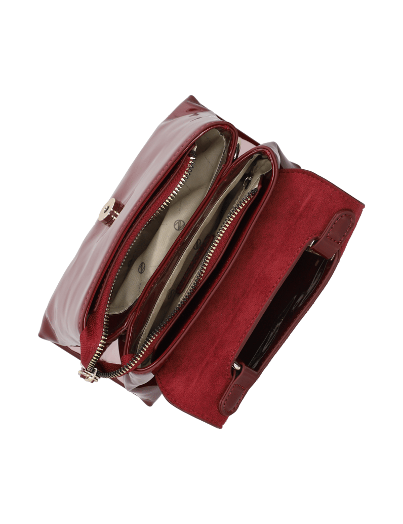 Lazzarini-lakovaná-syntetika-malá-taška-čierna