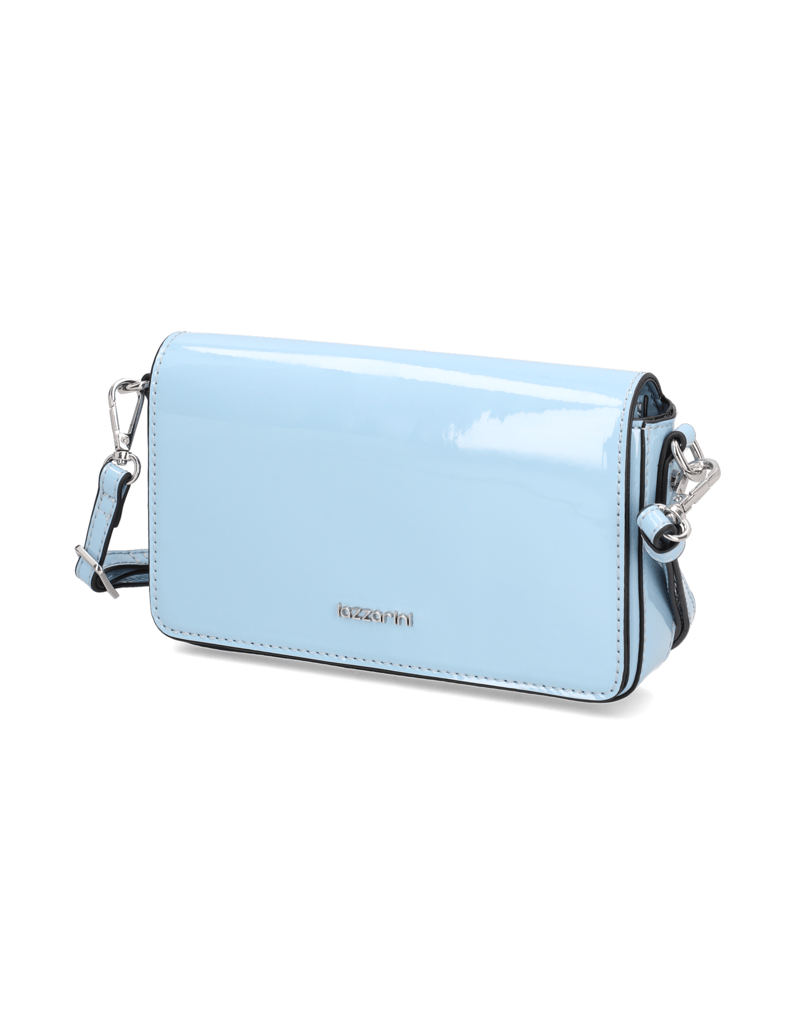 Lazzarini-sintetičen-lak-clutch-torbica-črna