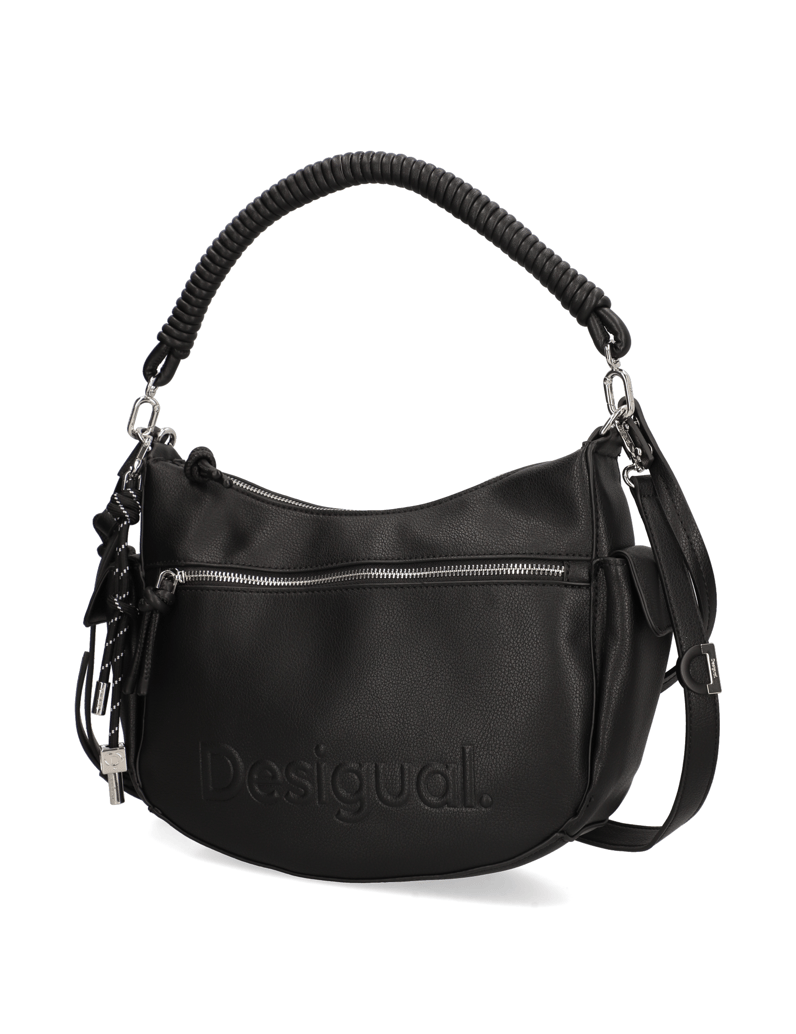 DESIGUAL-Lederimitat-Tasche-schwarz