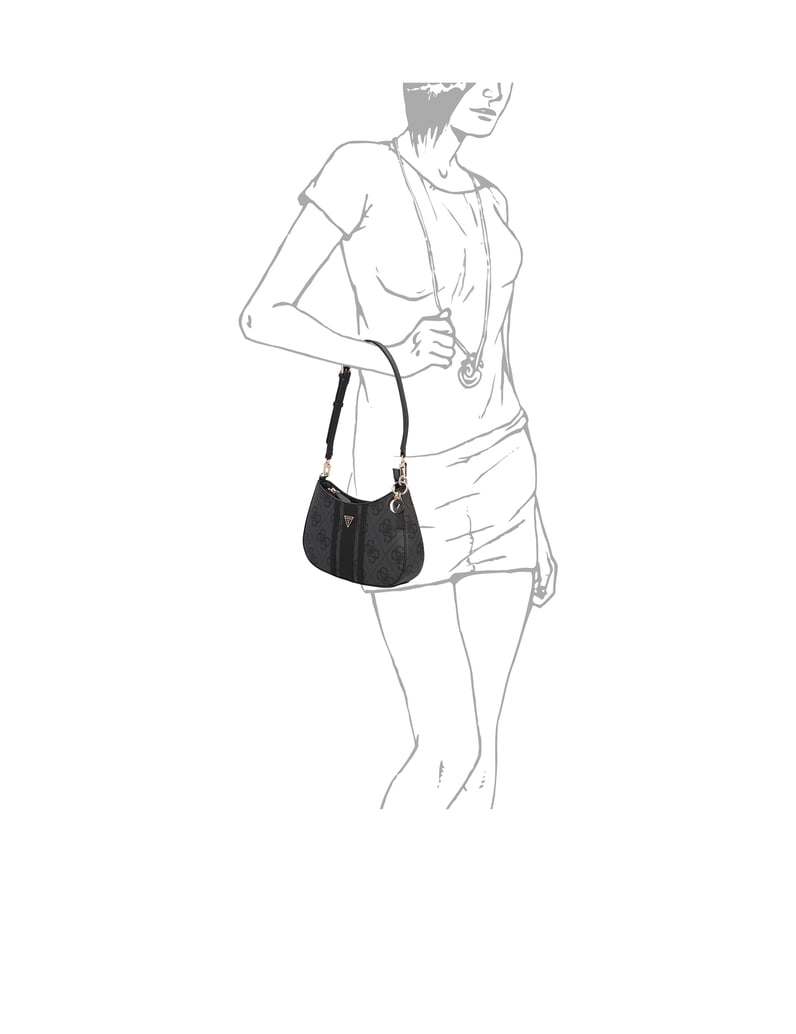 GUESS-NOELLE-II-TOP-ZIP-SHOULDER-BAG-černá