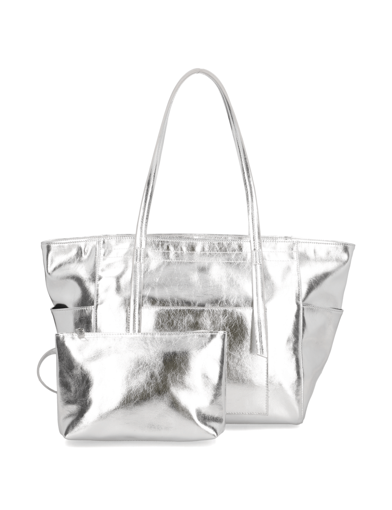 Silvia-Schneider-kabelka-Shopper-stříbrná