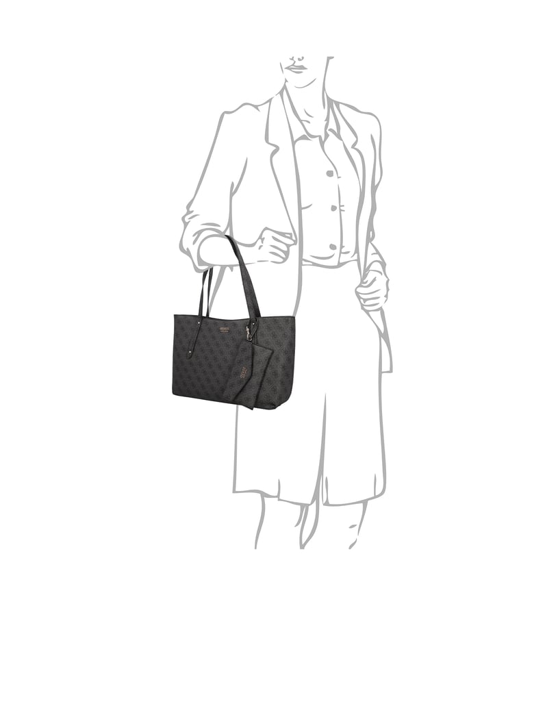 GUESS-BRENTON-TOP-ZIP-TOTE-črna