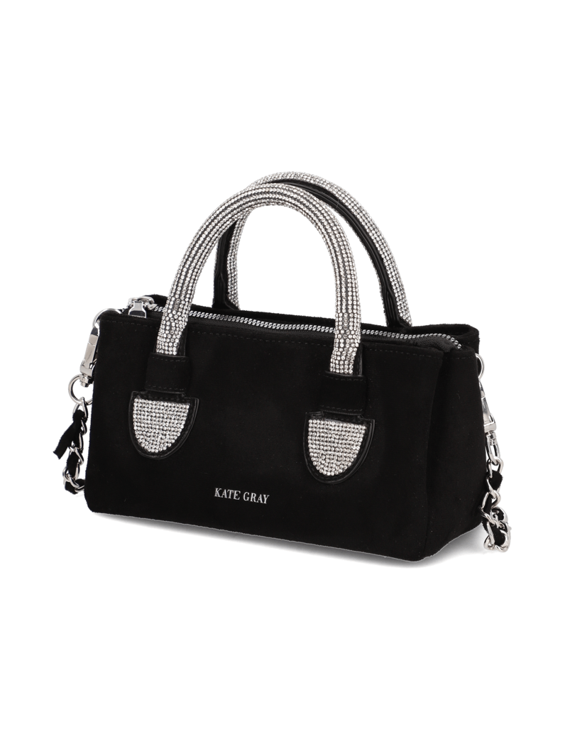 Kate-Gray-imitacijski-velur-mini-torbica-črna