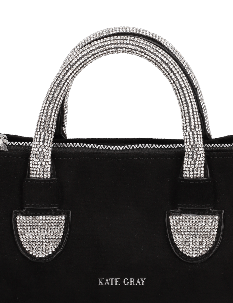 Kate-Gray-imitacijski-velur-mini-torbica-črna
