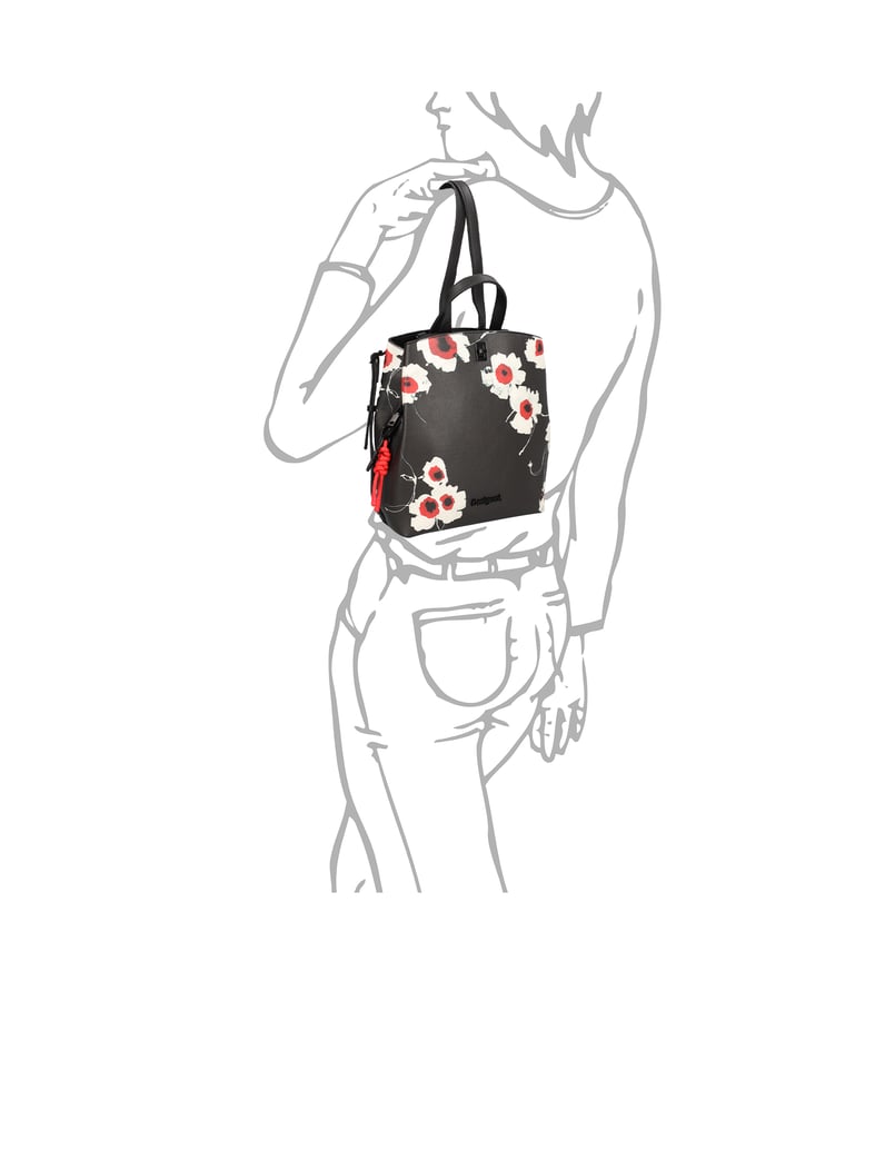 DESIGUAL-Lederimitat-Rucksack-schwarz