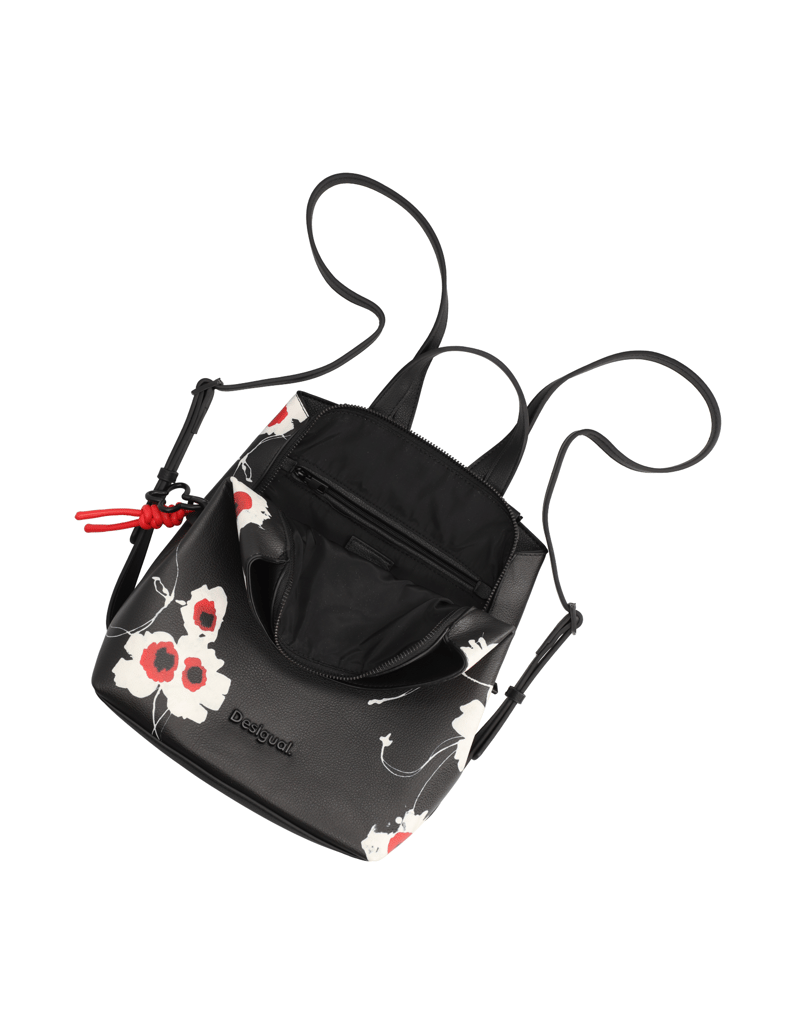DESIGUAL-Lederimitat-Rucksack-schwarz