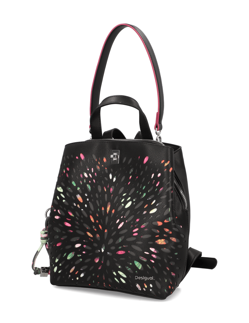 DESIGUAL-Lederimitat-Rucksack-schwarz
