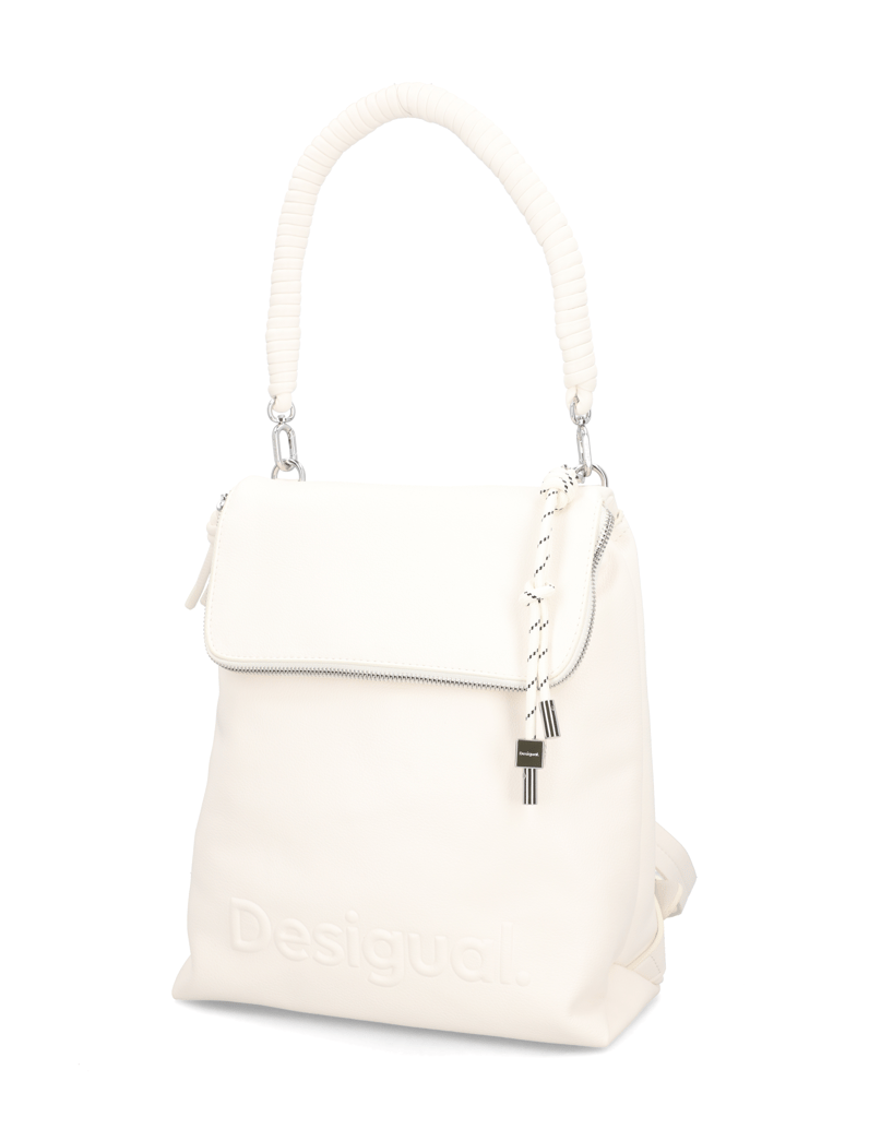 DESIGUAL-Lederimitat-Rucksack-weiss