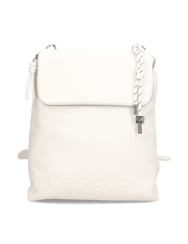 DESIGUAL-Lederimitat-Rucksack-weiss