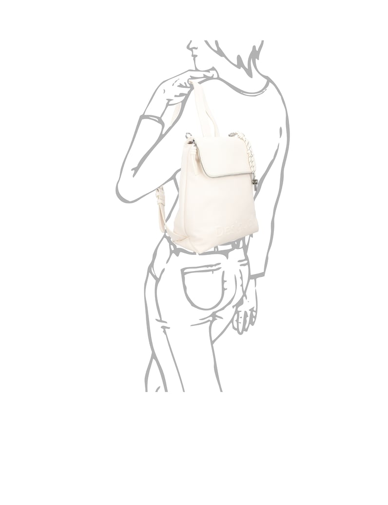 DESIGUAL-Lederimitat-Rucksack-weiss